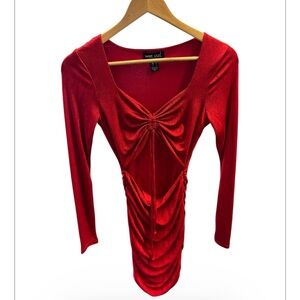 Wet Seal Vibrant Red Long Sleeve Dress